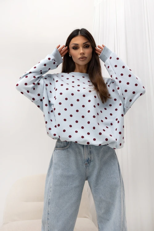 Uni Dots błękitny w bordowe grochy2.jpg
