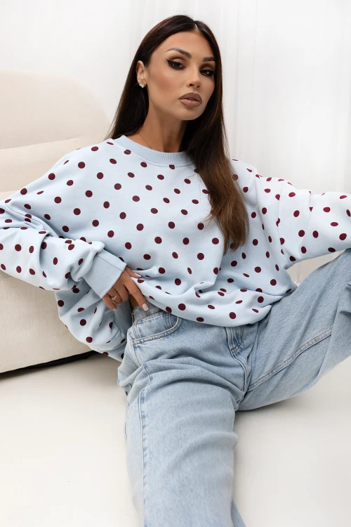 Uni Dots błękitny w bordowe grochy.jpg